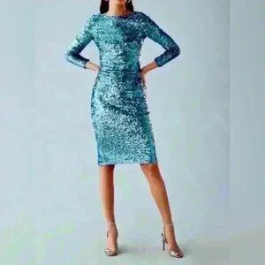 Dress The Population Emery Long Sleeve Sequin Body-Con Dress Size XS